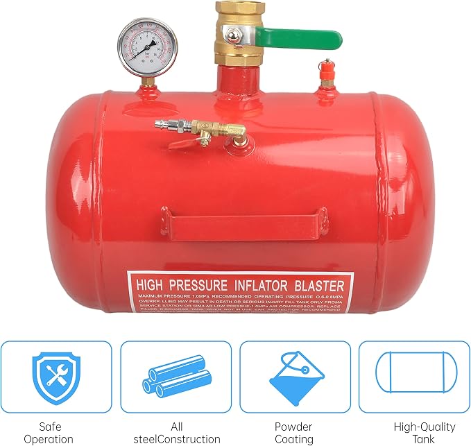 5 Gallon Air Tire Bead Seater 110 PSI Blaster Tool Seating Tire Inflator with Gauge by GESEXI - Car Truck ATV Tire Inflator Tank,Red