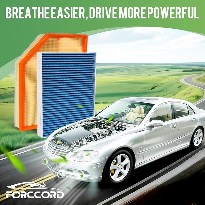 Cabin & Engine Air Filter Fit for Volvo S60 2019-2025 L4 2.0L, S90 2017-2025 L4 2.0L, V60 2020-2025 L4 2.0L Activated Carbon Cabin Filter Replacement CF12155 31370089 Car Accessories