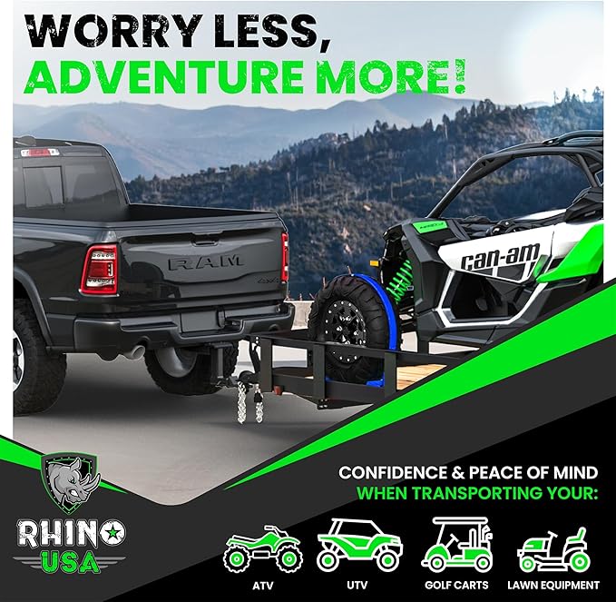 Rhino USA E Track Ratchet Tie Down Straps (4,500lb Break Strength) - Includes (4) Premium 2" x 16' eTrack Tie Downs - Ultimate Heavy Duty eTrack Cargo Strap System for Trailer, Truck, Motorcycle