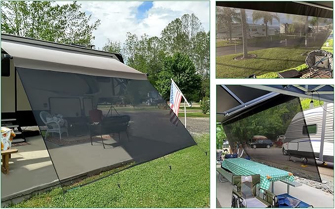 leaveshade RV Awning Sun Shade Screen 8' X 17' 3'' (Fit for 18' Awning)- Mesh Sunshade Block Patio Front Sun Light Motorhome Camping Trailer UV Sunblocker Canopy Sunscreen - 3 Year Warranty -Gray