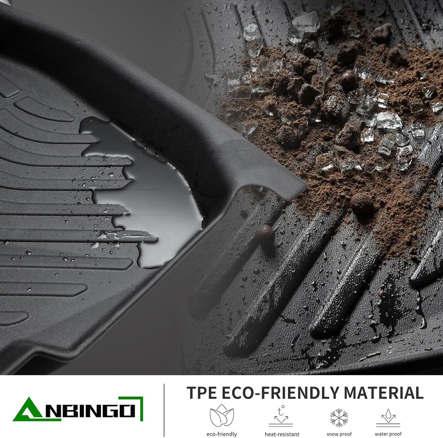 ANBINGO®-Car Mats Custom for Ford Ranger 2024-2019 (SuperCrew Cab) All Weather for Ford Ranger Floor Mats Protection TPE Waterproof Ranger Car Floor Liners, for 2024 Ranger Accessories