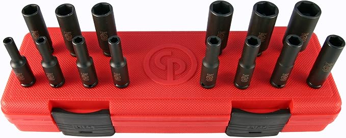 Chicago Pneumatic SS2114D - 1/4 Inch Square Drive, Metric, Deep, 6 Point, Impact Socket Set (14 PCS)
