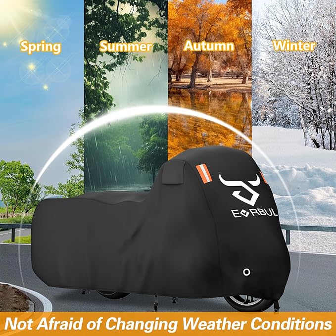 Heavy Duty 420 Motorcycle Cover Compatible with Cruiser Models Harley Davidson Softail Slim,Softail Standard, Softail Breakout, Softail Deuxe, Fat Boy, Street Bob 114