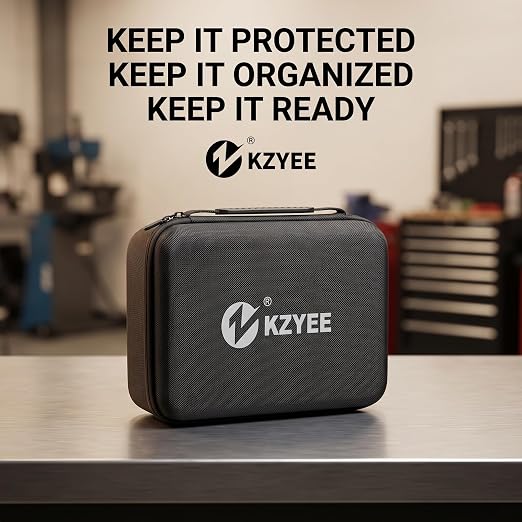 KZYEE Timing Light Protective Case for KT60 / KT80 – EVA Hard Storage Case Designed for Automotive Ignition Timing Lights (13.4" × 8.3" × 4.9")