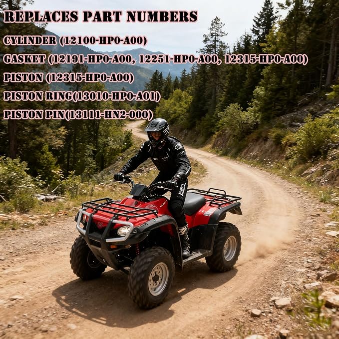 Tupo TRX500F-92 Cylinder Kit | Air-Cooled Top End Rebuild Kit Compatible with Honda TRX500 Foreman 500 2005-2011