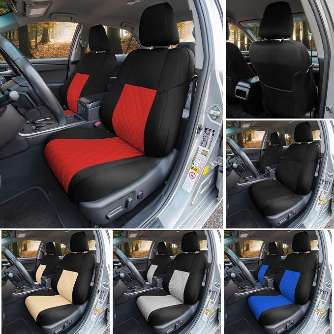 FH Group Custom Fit Seat Covers Specifically Made for 2012 - 2017 Toyota Camry LE | SE | XSE | XLE - Ultraflex Neoprene Waterproof Car Seat Cover, Front Set Beige
