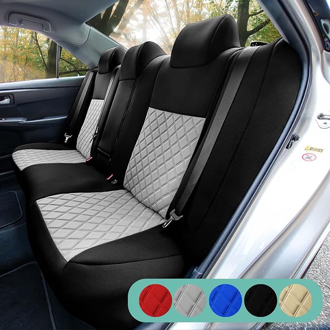 FH Group Custom Fit Seat Covers Specifically Made for 2012-2017 Toyota Camry LE | SE | XSE | XLE - Ultraflex Neoprene Waterproof Car Seat Cover, Rear Set Black