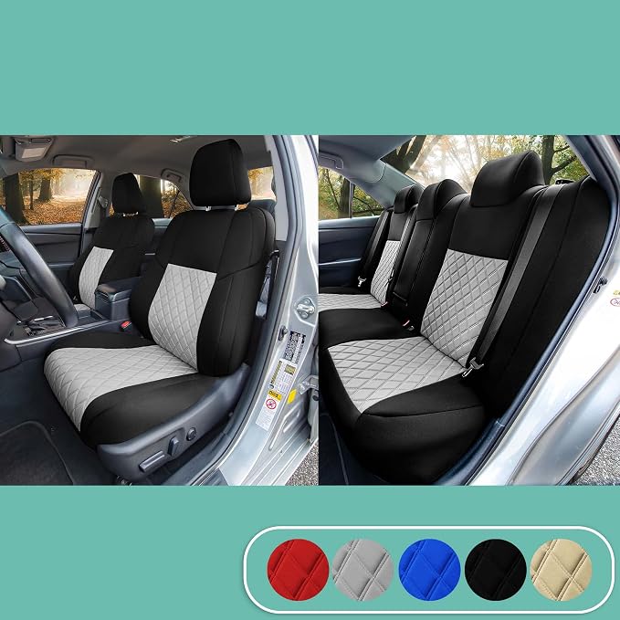 FH Group Custom Fit Seat Covers Specifically Made for 2012-2017 Toyota Camry LE | SE | XSE | XLE - Ultraflex Neoprene Waterproof Car Seat Cover, Full Set Beige