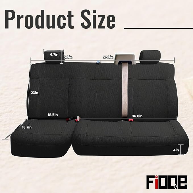 Heavy-Duty Knit Seat Covers for Ford F150 XLT Super Cab 2004 2005 2006 2007 2008 Rear Bench Durable Fabric Protection - Black