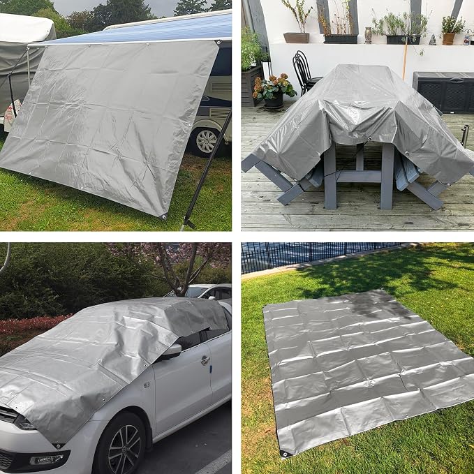 Sliver Tarps Heavy Duty Waterproof, 12 Mil Large Tarps with Grommets and Reinforced Edges, UV Tear Fade Resistant, Big Heavy Duty Covers for Roof Rain Camping Outdoors, 12 * 16 FT