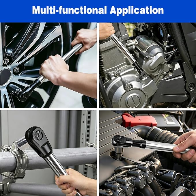 1/2" Offset Extension Wrench for Electric with Versatile 3/8", 1/4" Square Drive Adapters Impact Ratchet Extender, for Tight Spaces