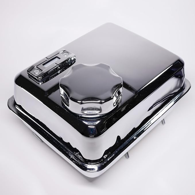 JMCHstore 4L Chrome Stainless Gas Fuel Tank W/ Fuel Gauge & Petcock for Predator 212 Hemi Engine, Coleman CT200U BT200X 196cc Mini bike, Baja Massimo warrior MB200, Honda GX160 GX200 Motor