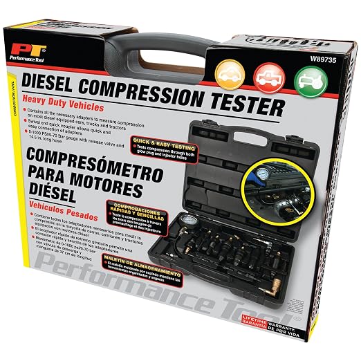 Performance Tool W89735 Diesel Compression Tester Kit for Large Cars, Trucks, Tractors, and Other Heavy-Duty Vehicles in Tough Organizer Case