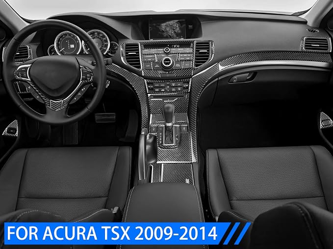 Black Soft Carbon Fiber car Interior Complete Set of 35/Piece Decorative Stickers Suitable for Acura TSX 09-14 Carbon Fiber car Interior
