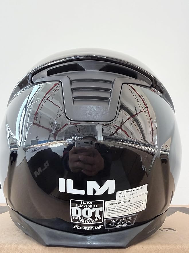 ILM Bluetooth Motorcycle Modular Helmet 2-3 Riders Intercom Flip up Full Face Helmet with Dual Visor DOT Model 159BT(GlossBlack, S)