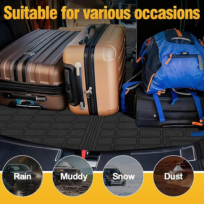 Trunk Liner Cargo Liners for Toyota RAV4 2013-2018 Rear Trunk Floor Mats with Backrest Mat 3D Boot Tray All-Weather TPE Black