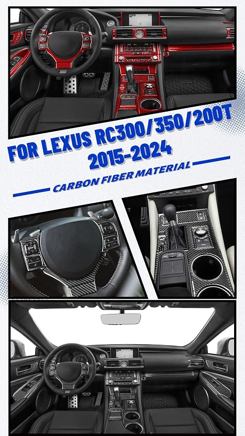 Soft Carbon Fiber Car Interior Window Lift Frame 4/Piece Decorative Sticker for Lexus RC300 350 200T 15-24 Carbon Fiber Interior Accessories