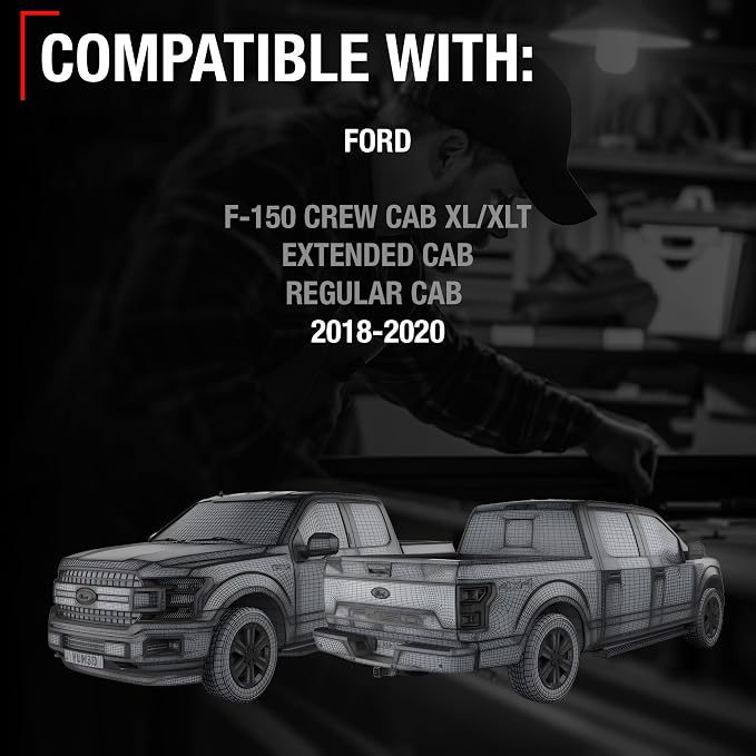 Rear View Backup Camera, Reverse Park Assist - Compatible with 2018-2020 Ford F-150 Crew Cab, Extended Cab, Regular Cab - with Trailer Hook-Up Lamp - OEM JL3Z19G490M, FO1960166