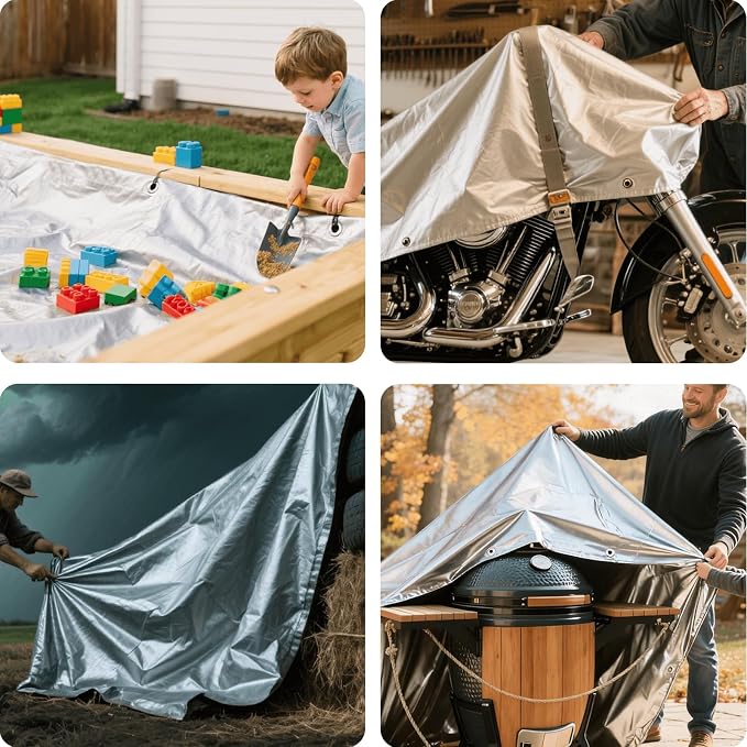 Sliver Tarps Heavy Duty Waterproof, 12 Mil Large Tarps with Grommets and Reinforced Edges, UV Tear Fade Resistant, Heavy Duty Tarps for Outdoors Patio Camping, 30 * 40FT