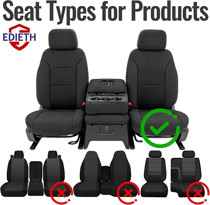 Front Seat Covers for Chevy Silverado & GMC Sierra 1500 Crew Cab 2019 2020 2021 2022 2023 2024 2025 2026 with Headrest and Rear Cup Holder Foam Padded - Black