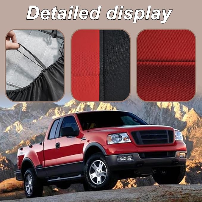 ESMING 40/20/40 Durable Oxford Fabric Front Split Bench Seat Covers for Ford F150 XL Standard Cab 2004 2005 2006 2007 2008 with Integrated Seatbelts & Solid Armrest-Red