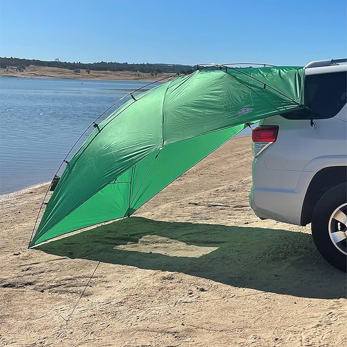 Kamp-Rite KAMPAWN319 SUV Sport Multi Use Outdoor Shade Shelter Tent Camping Awning w/ 3 Poles, 2 Legs, & Carry Bag, Jolly Green