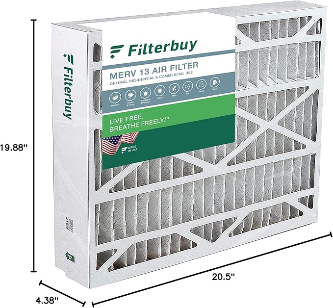 Filterbuy 20x21x5 Air Filter MERV 13 Optimal Smoke & Allergy Defense (1-Pack), Electrostatic Pleated HVAC AC Furnace Filters Replacement for Lennox and Electro-Air (Actual Size: 19.88 x 20.50 x 4.38)