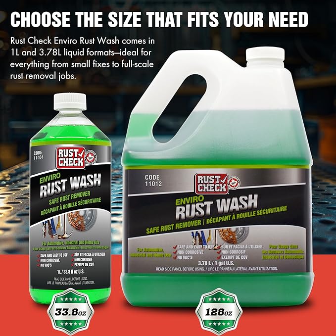 Rust Check Enviro Rust Wash – Heavy Duty Iron Remover for Car Rims & Wheels – Metal Decon for Brake Dust, Rust, and Oxidation – Safe on Stainless Steel & Motorcycle Use - Liquid - 128 FL OZ - Jug
