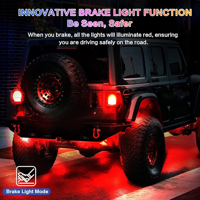 10Pods RGB LED Rock Lights Kit with APP/RF Remote Control, Segmented LED Underglow Lights Multi Zone Neon Exterior Light Multicolor 12v Waterproof for Truck Jeep UTV ATV Golf Cart Offroad SXS