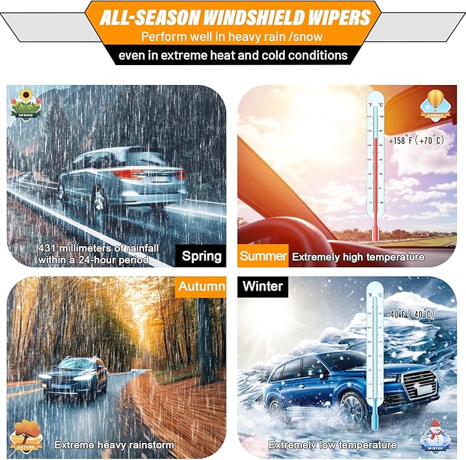 AUTOBOO 24"+19" Windshield Wipers Blades Replacement for 2009-2018 2019 2020 Dodge Journey with 12" Rear Wiper Blade -Original Factory Quality (Pack of 3)