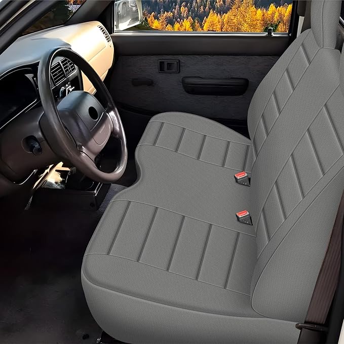 Truck Seat Cover Compatible with 1995-2004 Toyota Tacoma Front Bench Seat with Molded Headrest and Small Notched Cushion, Knitted Fabric