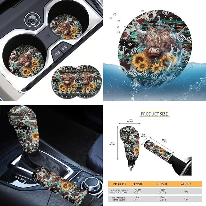 Tupalatus Yak Car Seat Covers Car Coaster Steering Wheel Cover Seat Belt Shoulder Pads Gear Shift Knob Cover Handbrake Brake Cover Universal Auto Accessories 9 Pack Decor