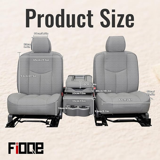 Front Thickened Composite Fabric Seat Covers for Chevy Silverado GMC Sierra 1500 1999-2006 & Classic,Foam-Padded Protection-Gray