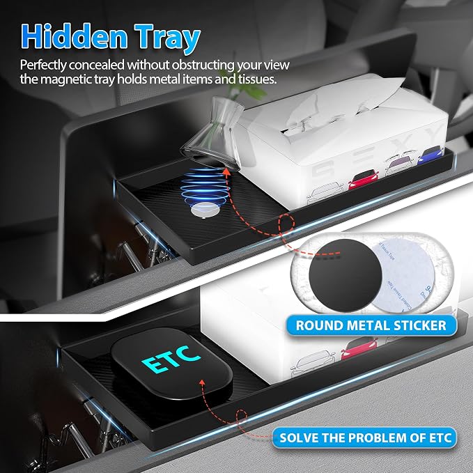 Under Screen Storage Organizer Compatible with Tesla Model Y Juniper 2025 /Model 3 Highland 2024 Center Console Organizer Tray Accessories