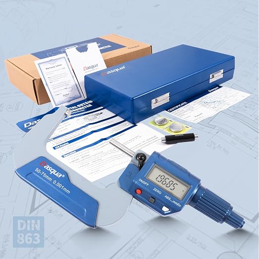 Dasqua Precision Professional 2-3'' Digital Outside Micrometer with Carbide Tip Measuring Tool Metric/inch Conversion