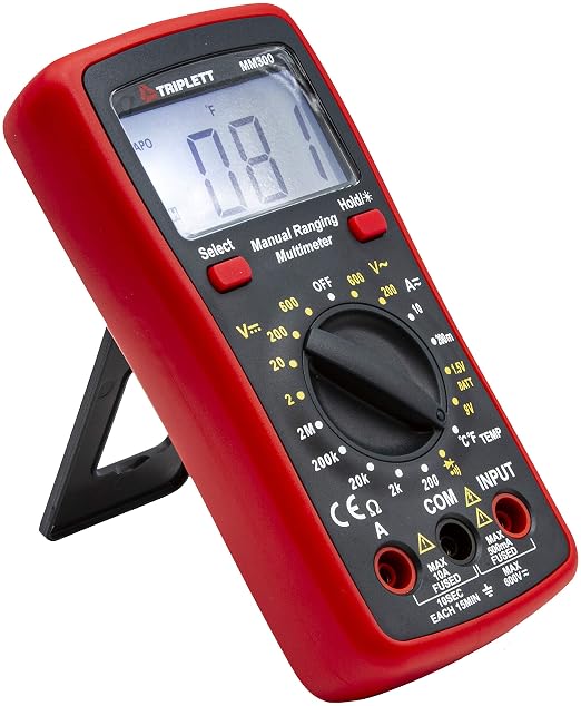 Triplett MM300 True RMS 2000 Count Manual Ranging Digital Multimeter with Certificate of Calibration to NIST - AC/DC Voltage, AC/DC Current, Resistance, Temperature, Diode, Continuity