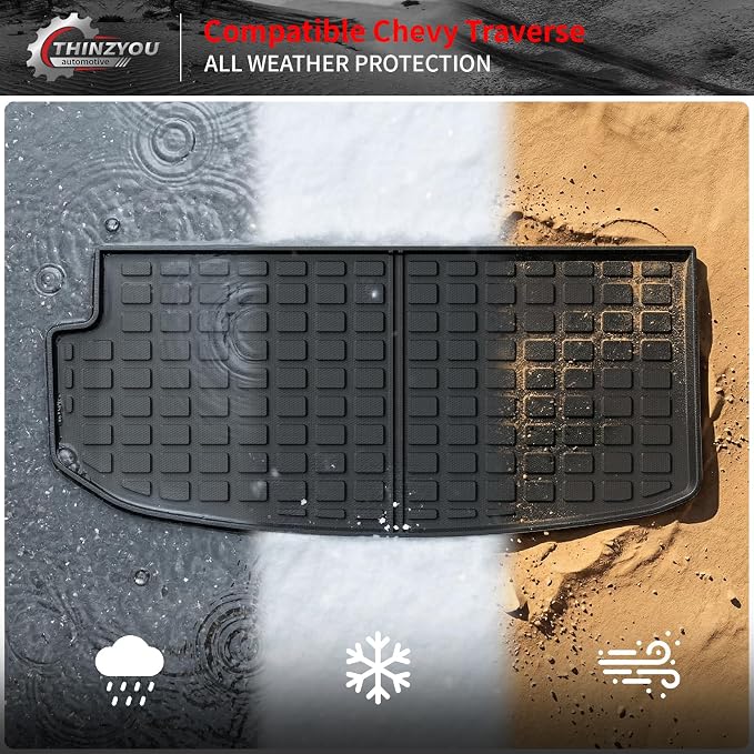 Cargo Mat Compatible with 2018-2023 (Fit 2024 Traverse Limited) Chevrolet Traverse Cargo Liner Trunk Liner Back Seat Cover Protector 2023 Chevy Traverse Accessories (Trunk Mat+Backrest Mats)