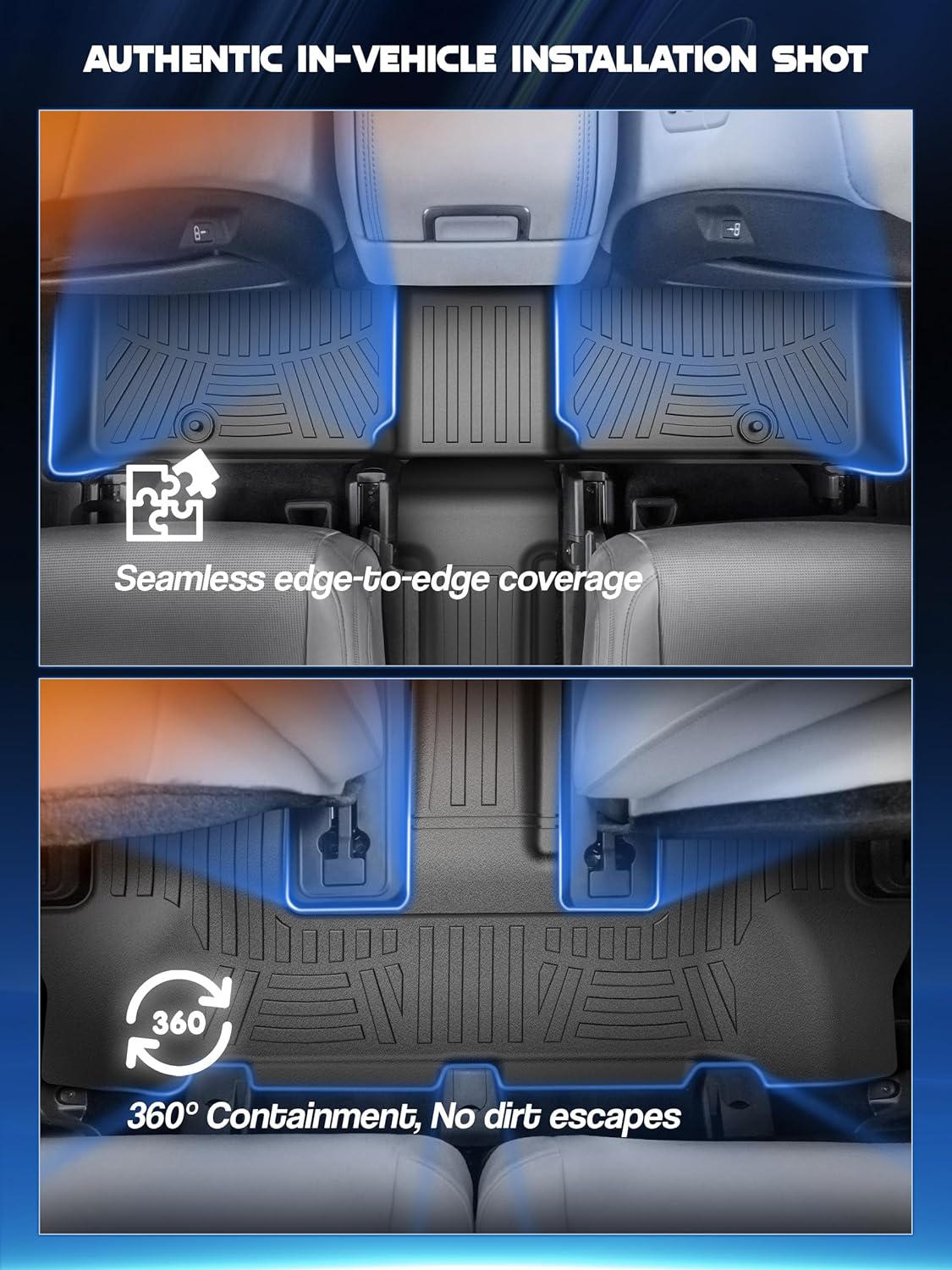 Car Floor Mats for 2024 2025 Hyundai Santa Fe Accessories(Not for Hybrid),TPE All Weather Protection Floor Mats,Custom Fit 3 Rows Car Floor Liners Set,Heavy Duty Accessories,Black