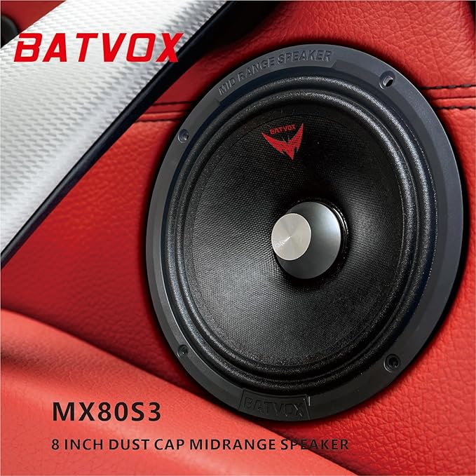 MX80S3 Loudspeaker 8 Inch Midrange 600 Watts 4 Ohms Silvery Bullet, Premium Quality Audio Door Speakers for Car or Truck Stereo Sound System, Black (2 Speaker)