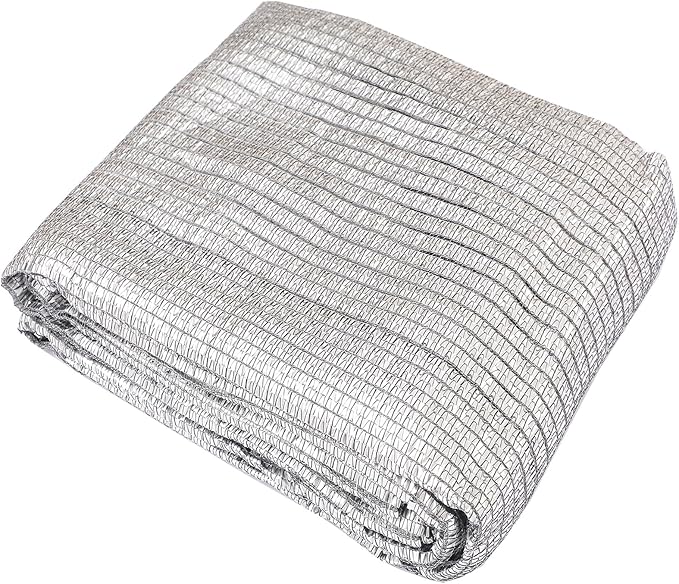 65% Aluminum Foil Shade Cloth with Grommets,13ft x 16ft, Mesh Sun Block Fabric Cover, Canopy, Privacy Screen for Outdoor Patio, Garden, Backyard, Silver