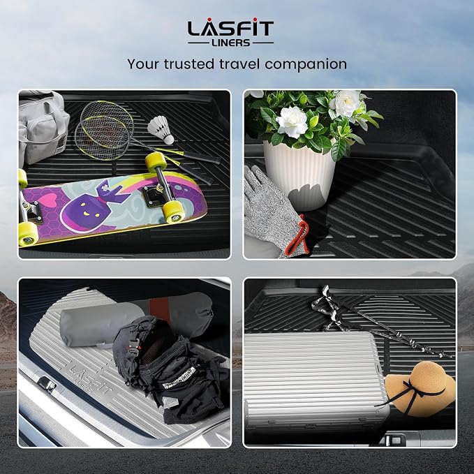LASFIT Cargo Mat & Backrest Mats for Nissan Armada/Infiniti QX80 2025-2026 7/8 Seats, All Weather TPE Custom Fit Easy Clean Durable No-Curling Trunk Mat for Armada & QX80 2025-2026, Black