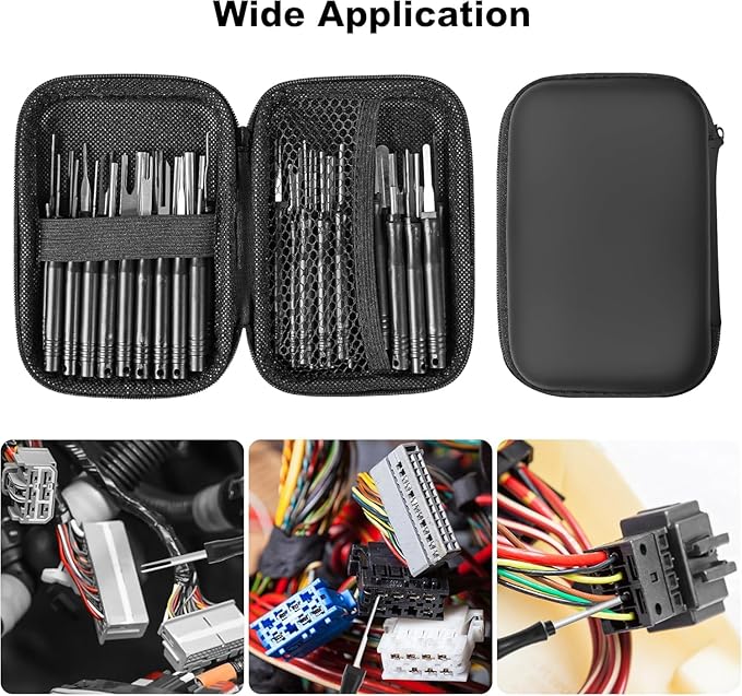 Terminal Removal Tool Kit 36 Pcs Depinning Tool Electrical Connector Pin Removal Tool Kit Pin Extractor Tool Set Wire Terminal Release Tool for Automotive Car Household Devices - Black