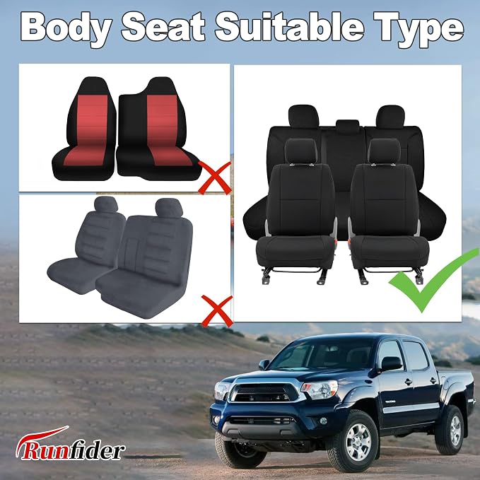 Bench Seat Covers for Toyota Tacoma Crew Cab 2005 2006 2007 2008 2009 2010 2011 2012 2013 2014 2015 Heavy Duty Cloth Protector Accessories with Non-Folding Passenger Seat,Black(Full)