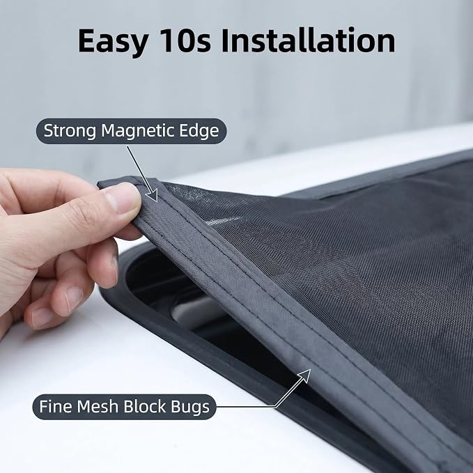 Magnetic Car Sunroof Shade Breathable Mesh, Car Window Shades for Camping, Sunroof Cover UV & Bug Protection, Car Camping Essentials for SUV Jeep, Quick Install Awning Side Windows Cover (39×26 inch)