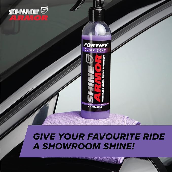 SHINE ARMOR Fortify Quick Coat - 8oz Ceramic Waterless Detailer Spray | 3-in-1 Wash, Wax & Nano-Ceramic Coating | Mirror Shine, Zero Streaks, No Dust Residue | 6-12 Month Protection | Made in USA | Spray On, Wipe Off. Ceramic Protection That Lasts 6 to...