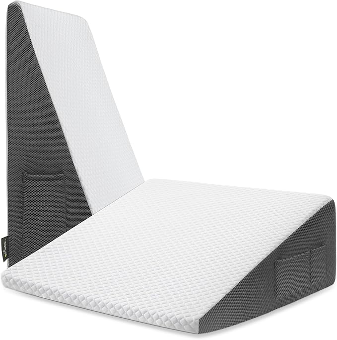 Cozymaker 10" Bed Wedge Pillow for Sleeping After Surgery, Back Support, Leg Elevation, Gerd Acid Reflux, Neck Pain, Snoring, Cooling Memory Foam Triangle Incline Wedge