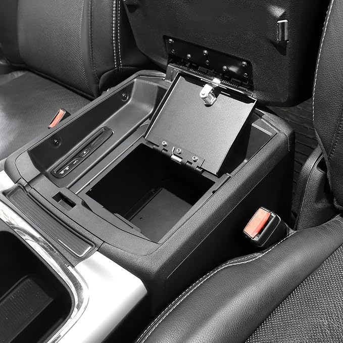 for RAM Center Console Organizer Gun Safe Box with Key Lock for RAM 1500 2009-2018 Black Storage Accessories 1pc