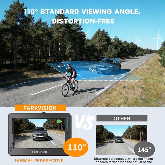 PARKVISION Bicycle Rear View Camera with Dust Cover, 4.3'' HD 1080P Monitor with Auto Dim, 8000mah Rechargeable Battery, 3Mins Installation Bike Camera for Mountain, Ebike,Road Bike