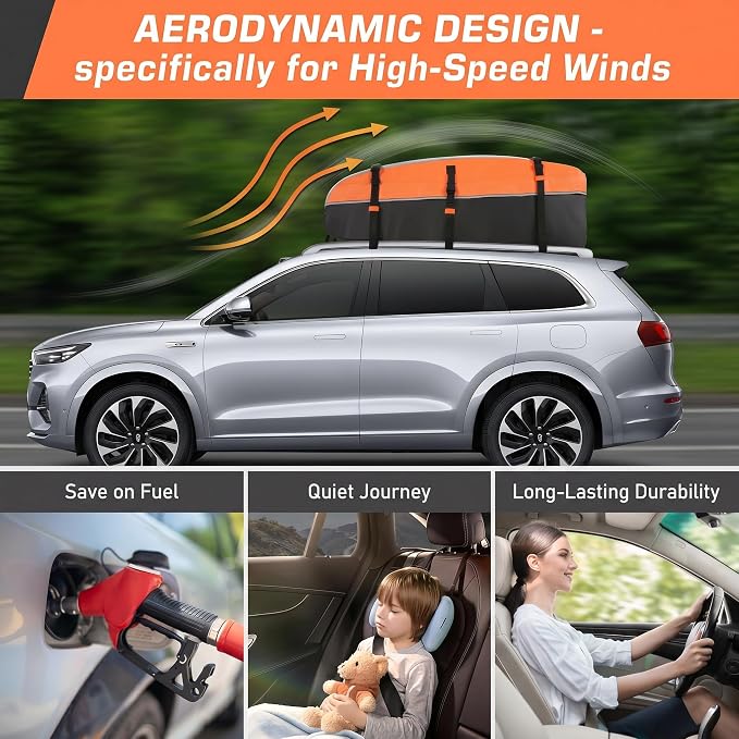 Sailnovo Rooftop Cargo Carrier Bag 21 Cubic, 1000D PVC Waterproof Vehicle Soft-Shell Carrier for Cars with/Without Roof Rack, Car Roof Storage Includes Anti-Slip Mat,10 Reinforced Straps, 6 Door Hooks