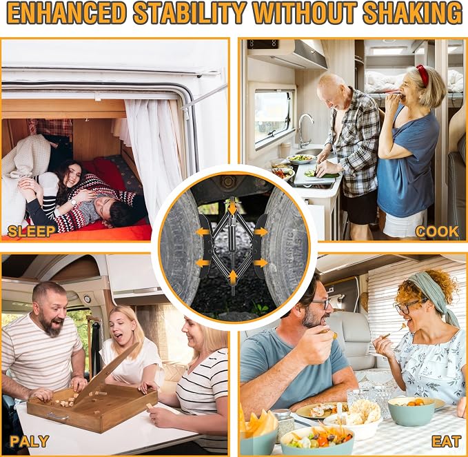 Lezcufer Camper Wheel Chock Stabilizer 2 Sets for RV Travel Trailer Heavy Duty X-Shaped RV Stabilizer Wheel Chock Anti-Move Tire Wheel Chock